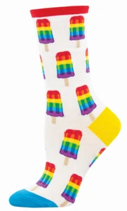 Socksmith Ladies Socks – Gay Pops White AU Size 5-10.5 Rainbow Icy Pole WNC2293 - Picture 1 of 3