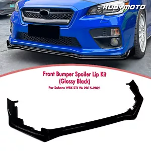 Front Bumper Spoiler Splitter Lip Kit For Subaru WRX STI VA 2015-21 Gloss Black - Picture 1 of 10