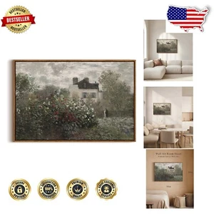 Vintage 20"x30" Framed Canvas Wall Art - Claude Monet's 'The Artist's Garden' - Picture 1 of 9