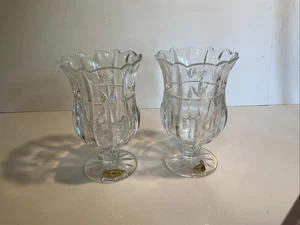 Set di 2 vasi tulipani vintage blocco 24% cristallo piombo pieno 7" - Foto 1 di 9