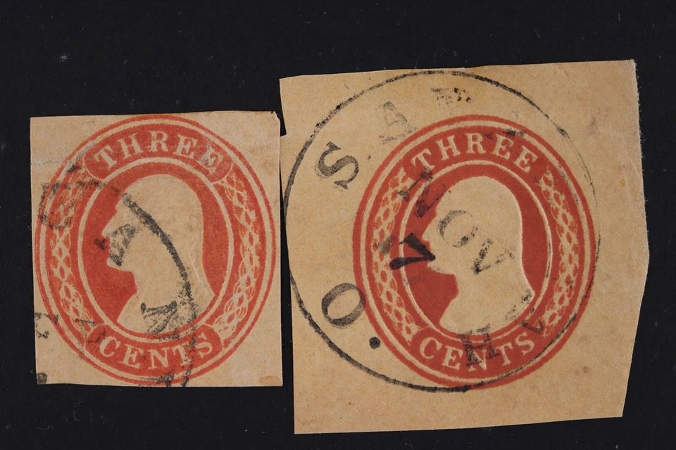 US CUT SQUARE SC# U9 U10 USED SOTN SON CITY POSTMARK HANDSTAMP SAVANNAH OHIO OH - Image 1 of 4