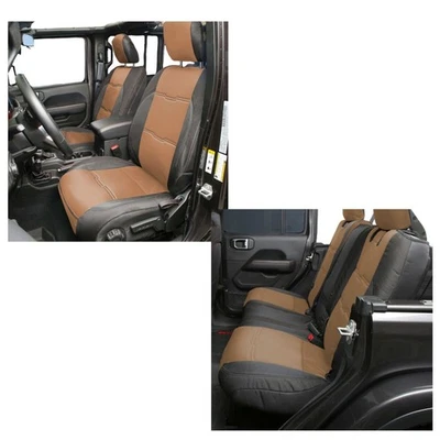 For Jeep Gladiator (JT) 2020 2021 2022 Gen2 Seat Cover | Front/Rear | Tan/Black Foto 1 de 4