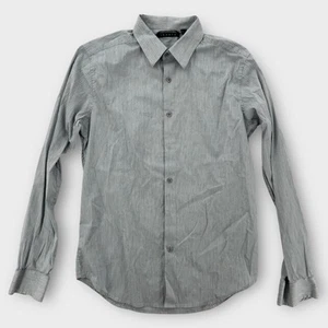 Theory Shirt Mens Medium Slim Fit Striped Button Down Green Cotton Stretch - Picture 1 of 7