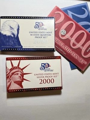 Juego de prueba de plata de Estados Unidos 2000. Juego State Quarter Proof y como nuevo. Certificado de autenticidad Foto 1 de 4