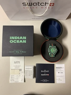 BLANCPAIN x SWATCH Scuba Fifty Fathoms INDIAN OCEAN DEAD STOCK With Receipt - Image 1 of 4