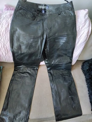 GAP Vintage Negro CUERO GENUINO Bootcut Y2K Moto Moto Motociclista PANTALONES MUJER talla 10 Foto 1 de 3