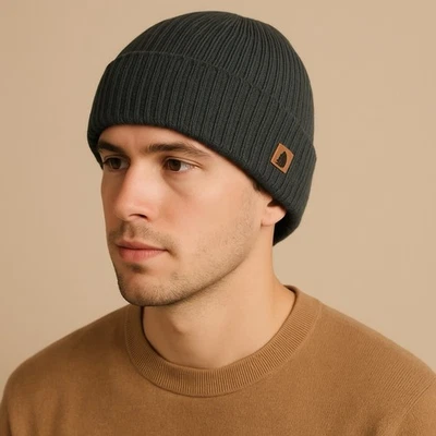 George Men’s Grey Ribbed Knit Beanie – One Size Winter Outdoor Skater Gorpcore - Image 1 of 4