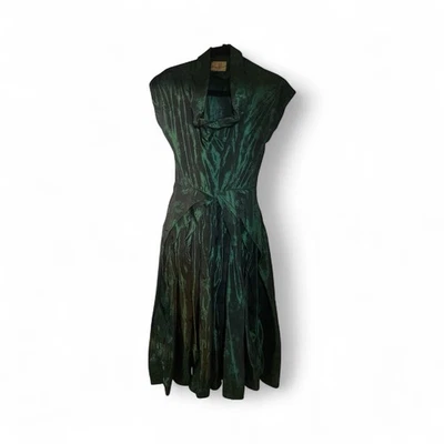 Beautiful Vintage 1940 Young Hollywood Green Silk  Dress Size Small - Image 1 of 2