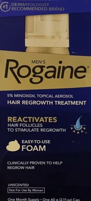Rogaine Men's 5% Minoxidil Hair Regrowth Foam 1 Month Supply 2.11oz Exp 03/2027 - Image 1 of 3