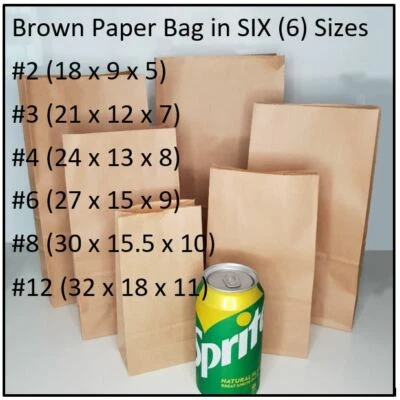 * FREE SHIPPING * 25 ~ 250 Brown Kraft Paper Bags Lolly Buffet Craft Market Bag  - image 1 of 2