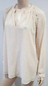 DIANE VON FURSTENBURG Cream Beige Polka Dot Long Sleeve Tunic Blouse Top 8 UK12 - Picture 1 of 12