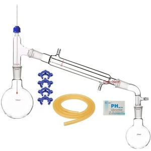 500 ml, 24/40, aparato de destilación de vidrio, unidad de cristalería química de laboratorio - Imagen 1 de 6