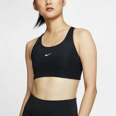 NIKE SWOOSH WOMENS DRI-FIT PADDED SPORTS TRAINING BRA BLACK #BV3636-NWT - Image 1 of 4