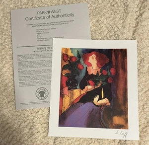 "Seriolitografía Magali au Bouquet de Linda Le Kinff Park West, con certificado de autenticidad 8,5"" x 7""" - Imagen 1 de 4