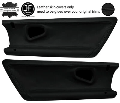 BLACK STITCH 2X DOOR CARD TRIM LEATHER COVERS FOR SMART ROADSTER 452 03-05 JF1 - Image 1 of 3