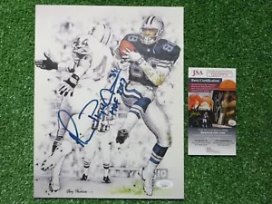 MICHAEL IRVIN SIGNIERT 8,5 x 11 Dallas Cowboys LEINWAND FOTO mit HOF 2007 JSA COA - Bild 1 von 4