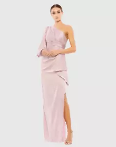 Mac Duggal NWOT size 14 One Shoulder Bishop Sleeve Gown style 55398 mother of th - Picture 1 of 5