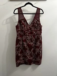 Anthropologie Moulinette Soeurs Sz 14 Ariana Lace Column Dress Merlot Burgundy - Picture 1 of 10