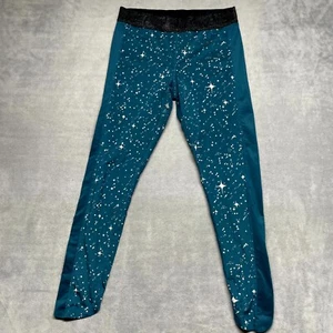 Nike Pro Dri-Fit Leggings Women's Large Teal Starry Night Print Stretch Pull On - Picture 1 of 10