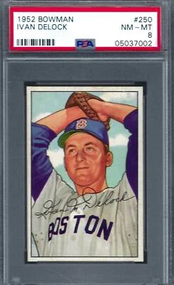 1952 Bowman #250 PSA 8 Ike Delock Red Sox 250 Centered! - Image 1 of 2