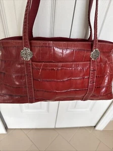 Brighton Handtasche Tasche rot Leder Schulterriemen Kroko-Muster - Bild 1 von 8