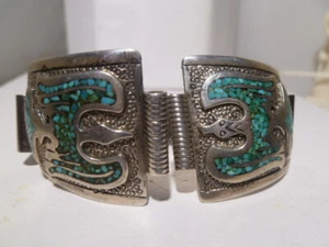 Charlie Singer 1931- 2018 Peyote Bird Navajo sterling silver bracelet turquoise - Picture 1 of 7