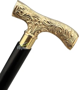 Brass Victorian Handle Walking Stick Cane 37" Elegant and Versatile Design Cane. - Picture 1 of 8
