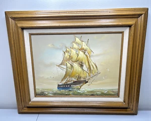 VINTAGE OIL ON CANVAS PAINTING IN ORIGINAL WOODEN FRAME SIGNED 12 X 16 - Picture 1 of 10