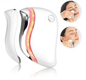4in1 Elektrisches Gesicht Schaben Massagegerät Wärme Vibrierend Formen Straffen Werkzeuge - Bild 1 von 13