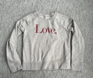 Crewcuts Floral Heart Love Valentines  Crewneck Sweatshirt Oatmeal Girls Large - Picture 1 of 4