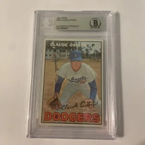 CLAUDE OSTEEN 1967 TOPPS AUTO IP SIGNED LOS ANGELES DODGERS REDS BAS AUTHENTIC - Picture 1 of 3