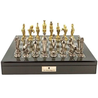 Dal Rossi Italy Renaissance Themed Chess Set on a 20" Carbon Fibre Finish Board - Image 1 of 4