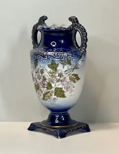 Jarrón antiguo James Kent cerámica azul y blanco Hawthorn Staffordshire 1901-1909 - Imagen 1 de 17