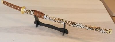 "Espada Samurai 40"" Katana Safari Estampado Hoja Negra Arcilla Templada Tamaño Completo Soporte" Foto 1 de 4