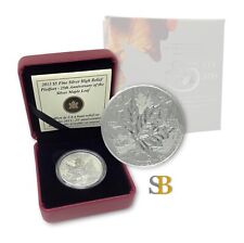 2013 5$ Fine Silver High Relief Piedfort-25th Anniversary Silver Maple Leaf (bt)