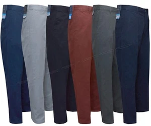 Mens Chino Classic Fit Trouser Casual 100% Cotton 30-46 Active Elasticated Waist - Picture 1 of 15