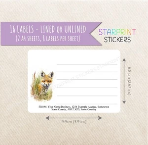 Fuchs Etiketten, 16 Aufkleber, personalisiert "Rücksendeadresse" optional liniert ungefüttert - Bild 1 von 11