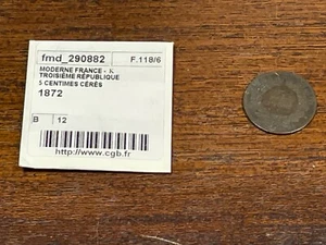 Monnaie France 5 Centimes Cérès 1872 K (10-41/1) - Imagen 1 de 4