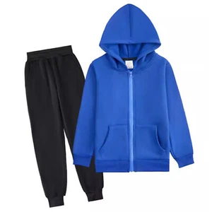 Unisex Kids Tracksuit Casual Sport Suit Basic Hoodie With Pants Long Sleeve Set - Picture 1 of 18
