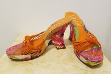 Dior Italian Floral Platform Wedges Sandals, Size 36