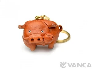 Pig Handmade 3D Leather (L) Keychain/Charm gift *VANCA* Made in Japan #56153 - Picture 1 of 12