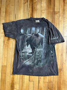Vintage 90s The Mountain Tye Dye Moose Scene Graphic T-shirt L USA Yellowstone - Picture 1 of 5