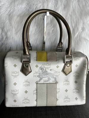 Bolso MCM Visetos Lion Boston Cuero Blanco Multicolor. Foto 1 de 4