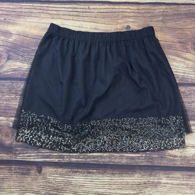 Mossimo Mini Falda Negra Lentejuelas Doradas Mujer Grande Foto 1 de 4