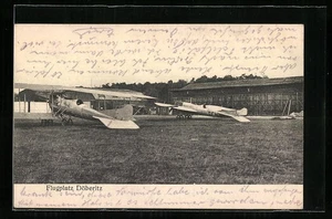 Flugplatz Döberitz, Ansichtskarte, Flugzeuge, Hangarhalle 1914 - Bild 1 von 2