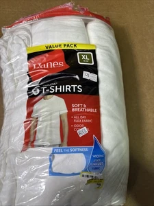 NEU!! Hanes Herren Tagless Rundhals Unterhemd 6er Pack - Weiß - Größe XL R1101 - Bild 1 von 3