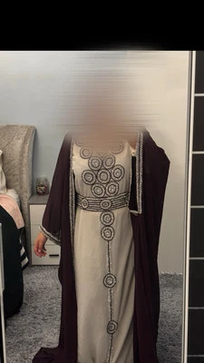 Purple And White Women’s Kaftan - Image 1 of 4