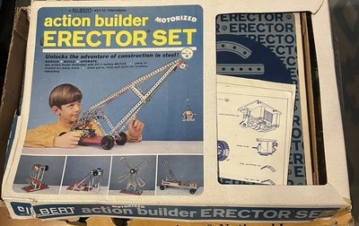 CONJUNTO/ferramenta/caixa e instruções Gilbert Erector não usadas - Imagem 1 de 4