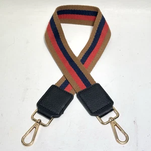 Correa de repuesto OS multicolor lona a rayas imitación cuero bolso tono dorado 12" - Imagen 1 de 8