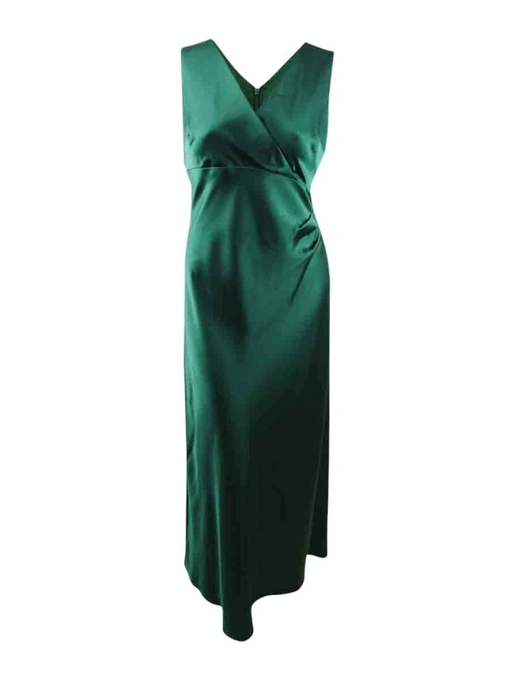 Lauren Ralph Lauren Sleeveless Satin Evening Gown Dark Fern Green 2